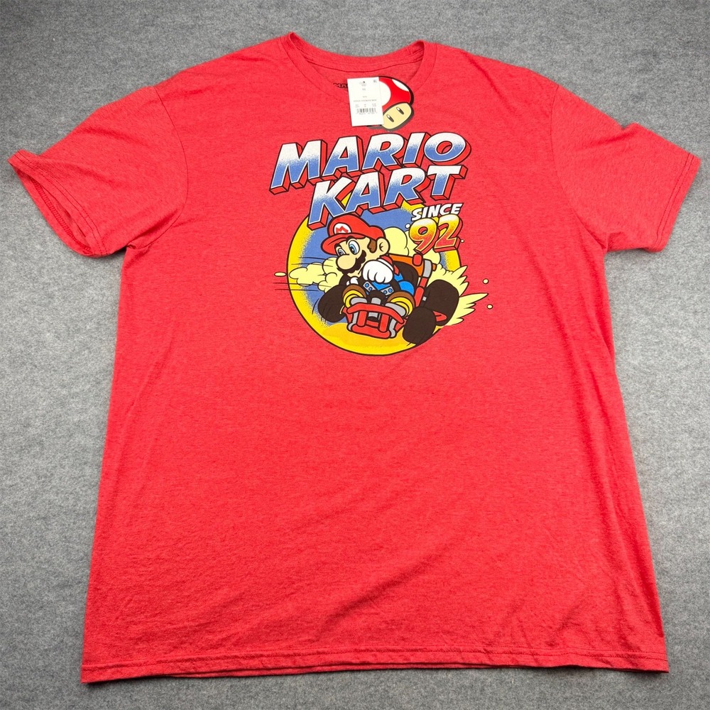 Nintendo Mario Kart Since 92 T-Shirt Mens XL Red Heather NWT Super Mario